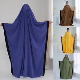 Ethnic Clothing Hooded Abaya Batwing Sleeve One Piece Prayer Dress Muslim Women Islamic Dubai Saudi Robe Turkish Modest Niqab Ramadan