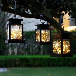 Solar Outdoor Waterproof Camping Lantern Hanging Light Night Decoration Powered Led Lanterns Copper String