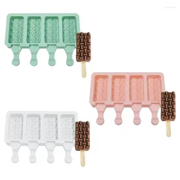 Baking Moulds 4 Cell Weaving Popsicles Mold Non-stick Silicone Ice Cream Molds Homemade DIY Dessert Juice Ice- Mould For Kids Kitchen