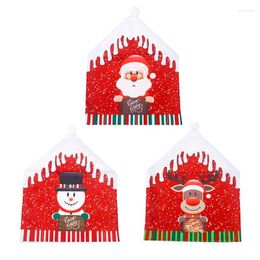 Chair Covers 2PCS Christmas Elk Back Cover Removable Washable Santa Claus Snowmen Protector For Kitchen Dining Living Room