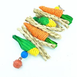 Small Pet Toy Parrot Hamster Chewing Rabbit Molar String Bird Parrot Toy Wooden Rattan Chewing Bird Cage Hanging for Hamster