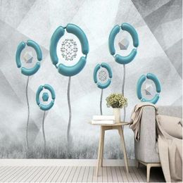 Wallpapers Milofi Large Wallpaper Mural Custom 3D Three-dimensional Geometric Relief Particle Circle Light Blue Background