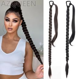 Ponytails Ponytails Synthetic Long Braided Ponytail Hair With Rubber Band Black Brown DIY Pony Tail Hairpiece Braids For Women