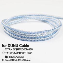 Accessories for DUNU Cable TITAN S DM480 EST112 SA4 DK3001PRO SA3 SA6 16 Core Earphones Silver Plated Upgrade OCC 4.4mm Balance 2.5 with MIC