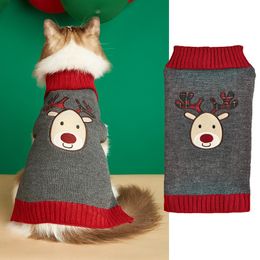 Elk Pet Sweater Knitted Teddy Small Medium Dog Christmas Gray Fawn Dog Autumn Winter Clothing