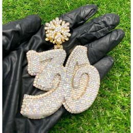 New Hip Hop Jewellery Making Pendant Pass Tester Moissanite Diamond Digital Birth Number Custom Sier Letter Pendant