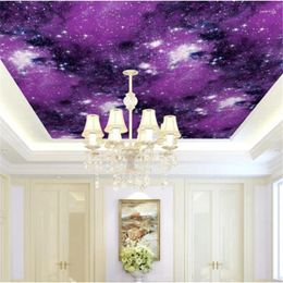 Wallpapers Wellyu Universe Starry Sky Wallpaper Ceiling 3d Three-dimensional Bedroom Planet Fantasy Pattern Top Paper KTV