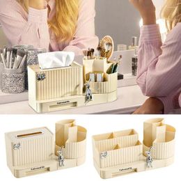 Storage Boxes Desktop Rotating Cosmetic Box Office Pen Holder Organizer Makeup Brush Bucket Mulipurpose Container Accessories