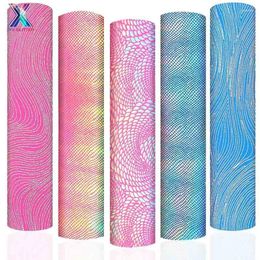 Window Stickers XFX HTV 5 Pcs 12x10In Holographic Laser Blue Heat Transfer Cricut Lizard Ripple Patterned Tshirt Iron-on