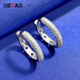 Earrings OEVAS 100% 925 Sterling Silver Sparkling High Carbon Diamond Hoop Earrings For Women Wedding Party Fine Jewelry Gift Wholesale