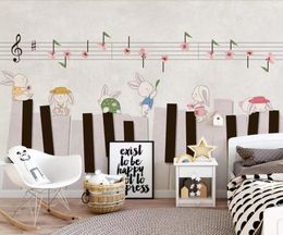 Wallpapers CJSIR Custom Wallpaper Hand-painted Cartoon Literary Piano TV Background Children's Room Kindergarten 3d Decor