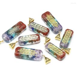 Decorative Figurines MLD Orgone 7 Chakra Healing Crystal Pendulums For Dowsing Divination Resin Chip Stones Spiritual Pendant Energy