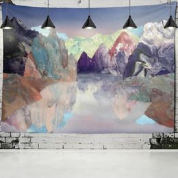 Tapestries Marble Pattern Tapestry Wall Hanging Landscape Artistic Conception Painting Bohemian Decor Background Cloth