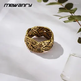 Cluster Rings Mewanry Gold Color Weave For Women Couples Creative Design Vintage Temperament Trendy Birthday Jewelry Accessories Gifts