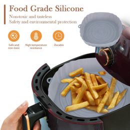 1/2pcs Silicone AirFryers Oven Baking Tray Pizza Fried Chicken Airfryer Silicone Basket Reusable Airfryers Pan Liner Accessories