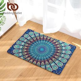 Carpets BeddingOutlet Mandala Print Carpet Soft Rug Non-slip Boho Floor Mat Absorbent Colorful Doormat For Bedroom Kitchen Door 2 Sizes