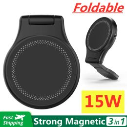 Chargers 3 in 1 Magnetic Wireless Charger Stand Pad for iPhone 14 13 12 11 X Apple Watch Airpods 15W Foldable Fast Charging Dock Station