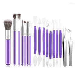 Baking Moulds 17 Pcs Cake Decorating Tools Set Cookie Decoration Brushes Fondant Gum Paste With Stainless Steel Tweezers