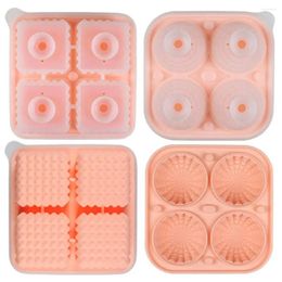 Baking Moulds Ice Ball Maker Silicone Cube Tray Set For Summer Cocktails Whiskey Easy Release Food Grade Mold Refrigerator 4 Cavities