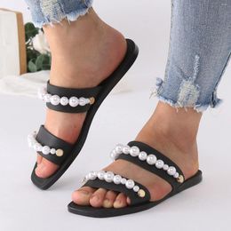 Sandals Elegant Female Shoes Women Slippers Open Toe Slides With Fancy Accessories Comfrotable Footbed Sandalias