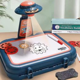 Children LED Projector Suitcase Art Drawing Table Toy Kids Paint Set Educational Learning Art Paint Tool Toy For Boys Girls Gift