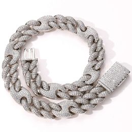 JL 10Mm 14K Sier Mens Cuban Link Chain Iced Hiphop Jewellery Necklace