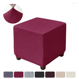Chair Covers Jacquard Elastic Ottoman Stool Cover Stretch Footrest Dust Slipcover For Living Room All-inclusive Footstool Home Decor