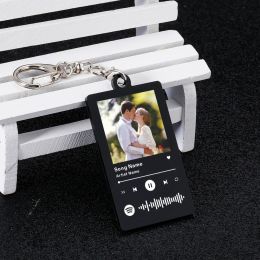 Custom Song Spotify Acrylic Keychain Personalised Photo Artist Music Album Code Cover Plaque Birthday Girlfriend Gift Keyring