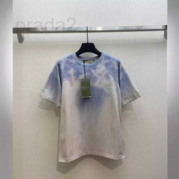 Women's T-Shirt Designer 2024 Spring/Summer New Leisure and Fashionable Age Reducing Contrast Tie Dye Gradient Printed Short sleeved T-shirt URDX