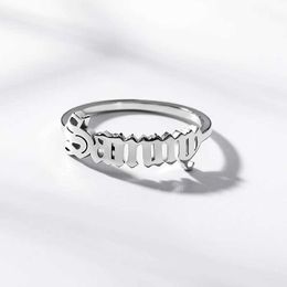 Band Rings Customized Old British Name Ring Customized Stainless Steel Letter Ring Womens Best Friend Wedding Band Handmade Jewelry
