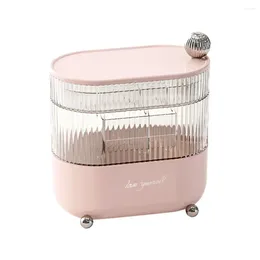 Storage Boxes Capacity Makeup Box Multi-layered Dustproof Organizer 360 Degree Rotating For Powder Puffs Lipsticks Brushes