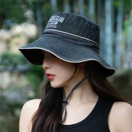 Wide Brim Hats Bucket Hats New spring/summer hats for women face-slenderizing versatile hiking/mountaineering sunscreen/shading L240402