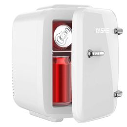 YASHE Mini Refrigerator, 4-liter/6-can Skincare Mini Refrigerator, 110V AC/12V DC Electric Cooler and Heater, Suitable for Beverages, Offices, Dormitories,