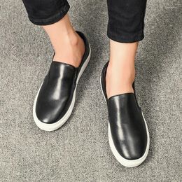 Casual Shoes Plus Size Men's Leisure Breathable Original Leather Slip On Driving Shoe Flats Platform Summer Loafers Young Sneakers Male
