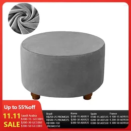 Chair Covers Elastic Velvet Footrest Bedroom Round Stool Cover All-inclusive Ottoman Foot Seat Slipcover Living Room Home Decor
