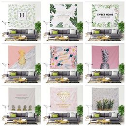 Tapestries Tropical Plant Tapestry Wall Hanging Geometric Home Decor Polyester Table Cover Pineapple