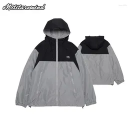 Men's Jackets Spring And Autumn Coats High Street Spliced Contrast Colour Sports Hooded Trendy Function Outdoor Windproof