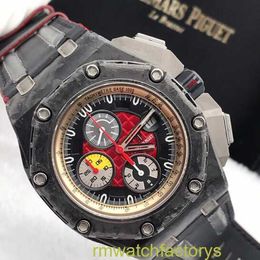 Crystal AP Wrist Watch Royal Oak Offshore Series Forged Carbon Black Ceramic Titanium 26290IO Limited Edition Automatic Mechanical Mens Watch