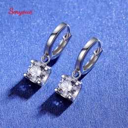 Earrings Smyoue 2CT Certified Moissanite Hoop Earrings for Women Classic Fourclaw Luxury Lab Diamond Ear Earring S925 Sterling Silver