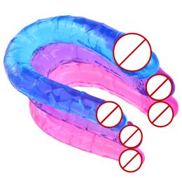 U Shape Soft Jelly Double Dildos Vagina Anal Plug Artificial Penis Sex Toys For Women Couples Gay Lesbian Masturbators Sex Shop