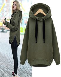 Poleron Mujer Hoodies Women Warm Sweatshirts Green Side Zipper Hooded Long Sleeve Plain Hoodie Pullover 3207525