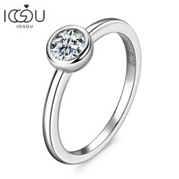 IOGOU Engagement Rings 5mm D Colour Round Solitaire Diamond Real 925 Silver Womens Accessories Wedding Jewellery 240402