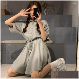 Urban Sexy Dresses Party Summer Large Dstring Waist Loose Slim Short Sleeve Womens Dress Drop Delivery Apparel Clothing Dhqms