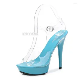 Dress Shoes 2024 Catwalk High Heel Sandals Female Waterproof Platform Sexy 13cm Super Summer Women's