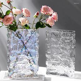 Vases Nordic Glacier Flower Vase Transparent Hydroponic Glass Luxury Clear For Table Centrepieces Wedding Living Room Decor