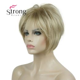 Wigs StrongBeauty Short Layered Blonde Thick Fluffy Full Synthetic Wig Heat Ok