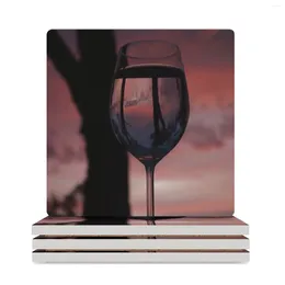 Table Mats Dawn Reflection Ceramic Coasters (Square) Plate White Cup Holder Creative