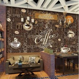 Wallpapers Milofi4 Hand Painted Retro Coffee Shop Personality Restaurant Background Wall Painting Wallpaper