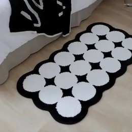 Carpets Ins Thickened Flocking Carpet Simple Black And White Floor Mat Home Door Living Room Bedroom Bedside Non-slip