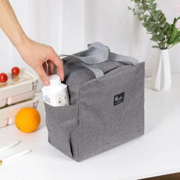 Thermal Lunch Bags Portable Oxford Fresh Cooler Pouch For Office Student Convenient Lunch Box Tote Black Gray Food Container Bag